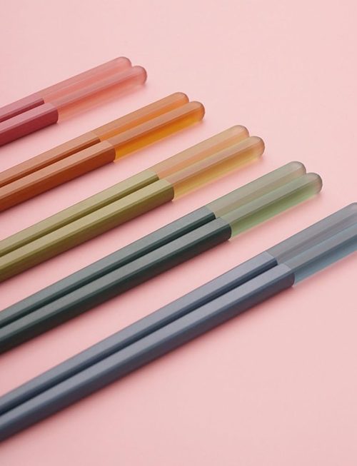 Modern Design Chopsticks - Reusable, Dishwasher Safe, Non-Slip Fiberglass, Ice Fog Multi Color, 5 Pairs, 9.5in/24cm, Great for Chinese, Japanese, Korean Cuisine